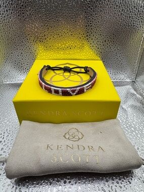 Kendra Scott Pink and Red Beaded Leather Bracelet